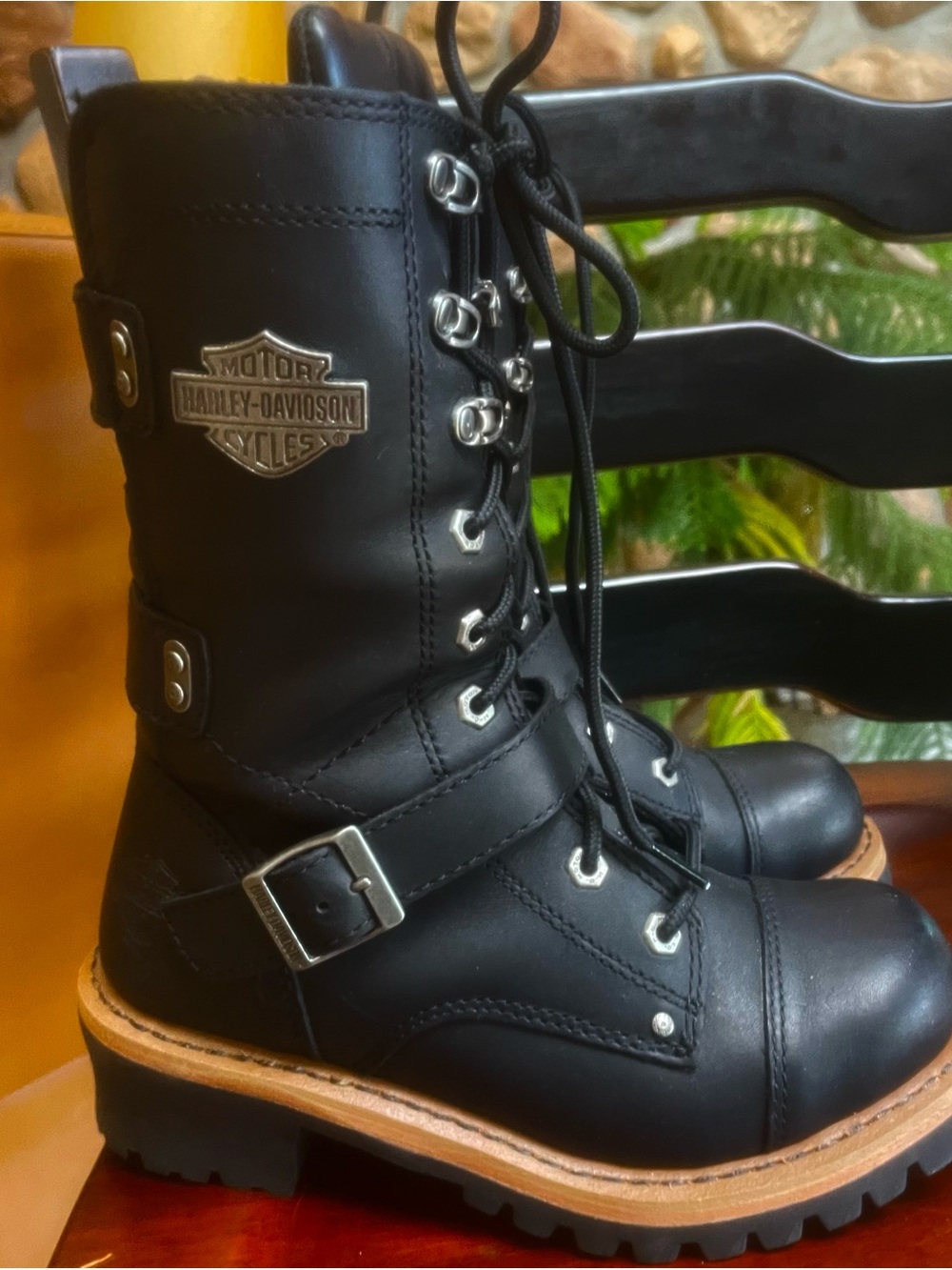 Harley Davidson ALBARA Lace Up BAD A... Biker Boots! 8M - Picture 4 of 9